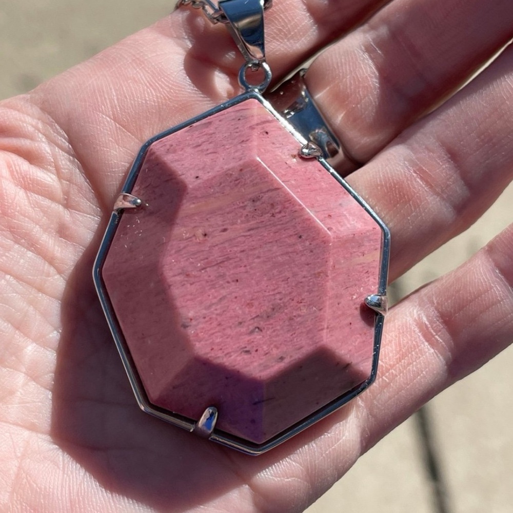 Veda Necklace in Rhodonite